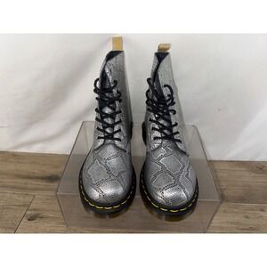 Dr Martens 1460 Serpent Metallic Silver Vegan Pascal Combat Boots Womens